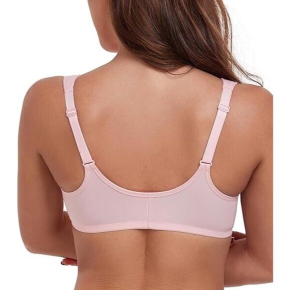 Exclare Women's Front Closure Lace Underwire Wide Shoulder Straps Bra Pink 36D - Picture 3 of 7